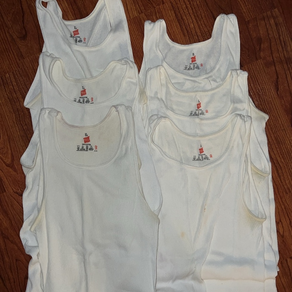 Hanes Boys Ribbed White Tank Tops